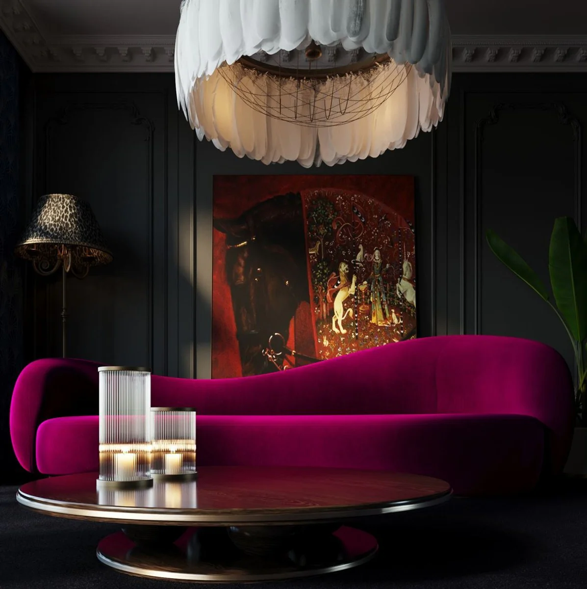 Casa Padrino sof¨¢ de terciopelo de lujo p¨²rpura 280 cm - Muebles de sal¨®n y de hotel