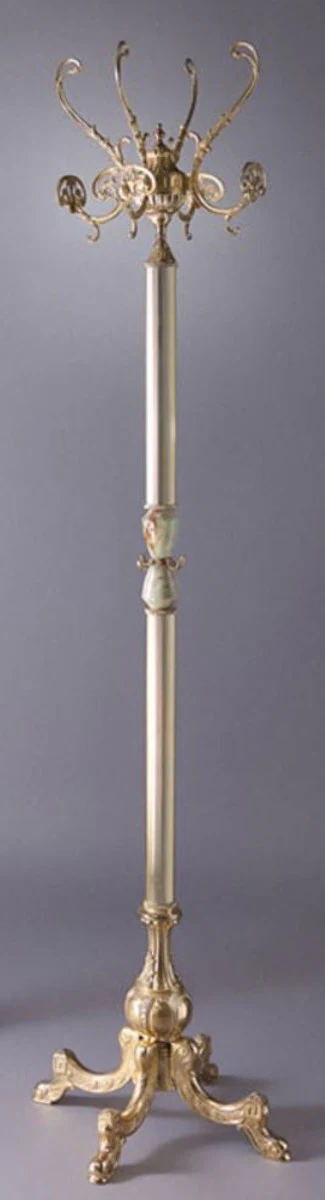 Casa Padrino perchero barroco de lujo oro / plata / verde 45 x 45 x A. 191 cm - Perchero de lat¨®n noble - Perchero de Hotel Barroco