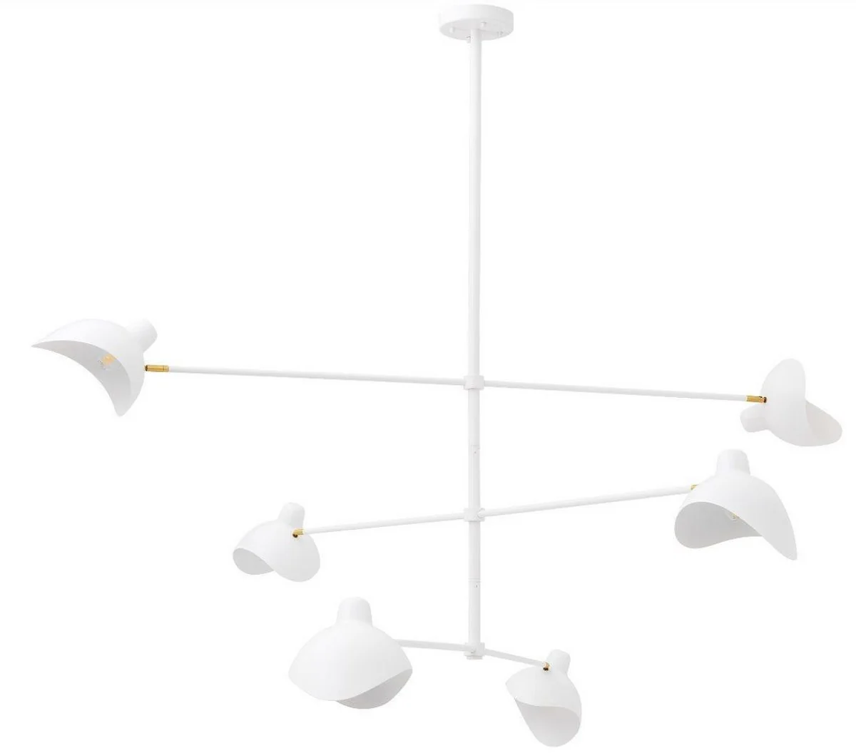 Casa Padrino lámpara de araña de diseño blanco / latón antiguo 180 x 180 x A. 84,5 cm - Elegante lámpara de araña de estilo años 50 - Colección de Lujo