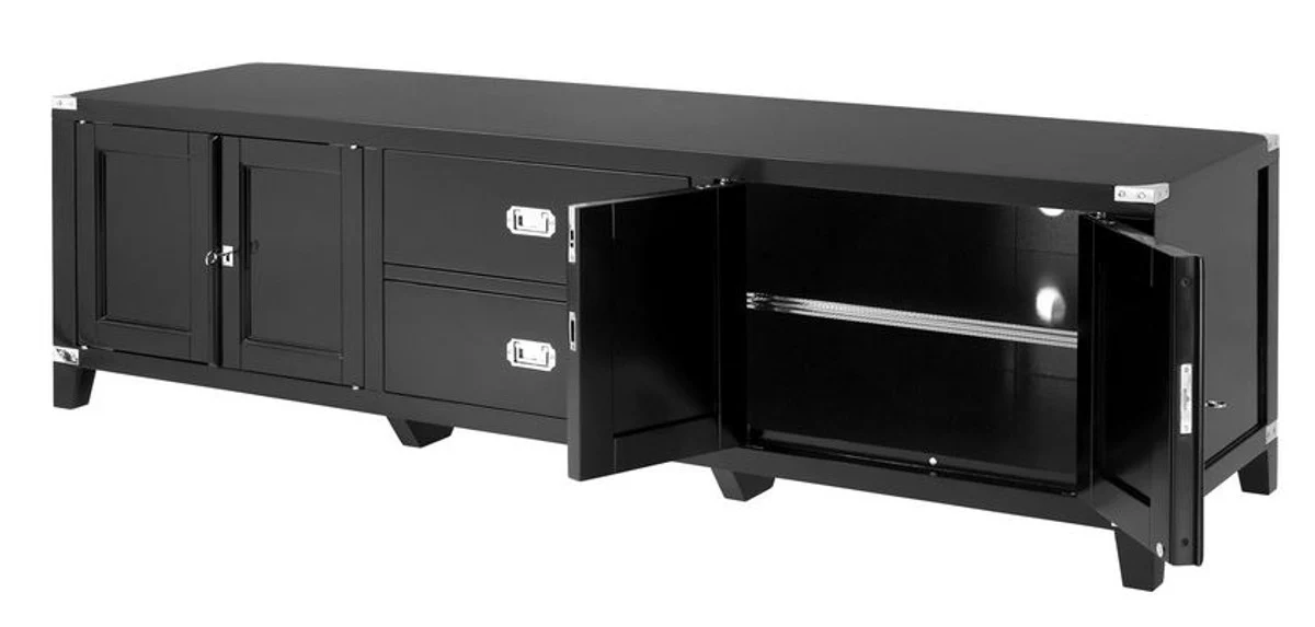 Casa Padrino luxury birch wood television cabinet black 180 x 50 x H. 50 cm - Luxury TV Cabinet