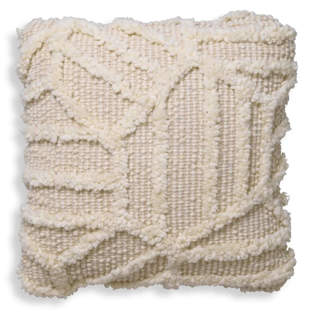 Casa Padrino cojín de lujo marfil 50 x 50 cm - Cojín decorativo de lana tejido a mano - Cojín decorativo cuadrado - Decoración de salón - Accesorios decorativos de lujo - Calidad de lujo