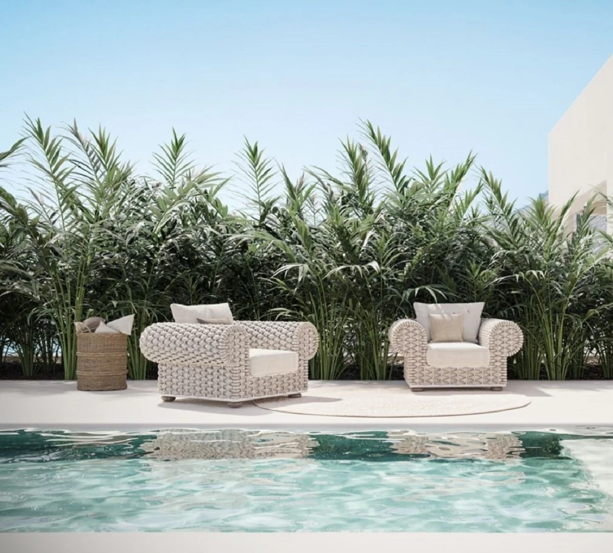 Casa Padrino sill¨®n de jard¨ªn de lujo crema / beige / blanco / marr¨®n 135 cm