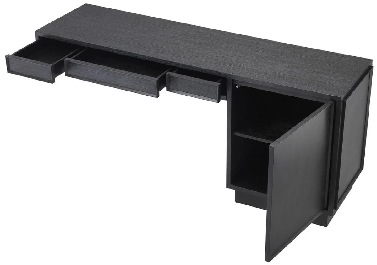 Casa Padrino escritorio de madera maciza de dise?o gris antracita 183 x 51 x A. 79 cm - Mesa de Oficina - Mesa de Computadora - Muebles de Oficina - Calidad de Lujo