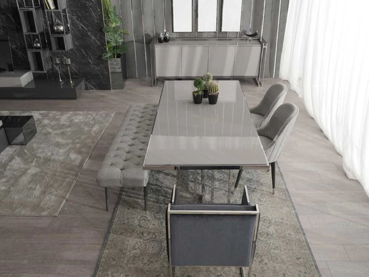 Casa Padrino mesa de comedor de lujo gris / plata 210 x 105 x A. 75 cm - Mesa de cocina rectangular - Muebles de comedor - Muebles de cocina - Muebles de lujo - Interior de lujo