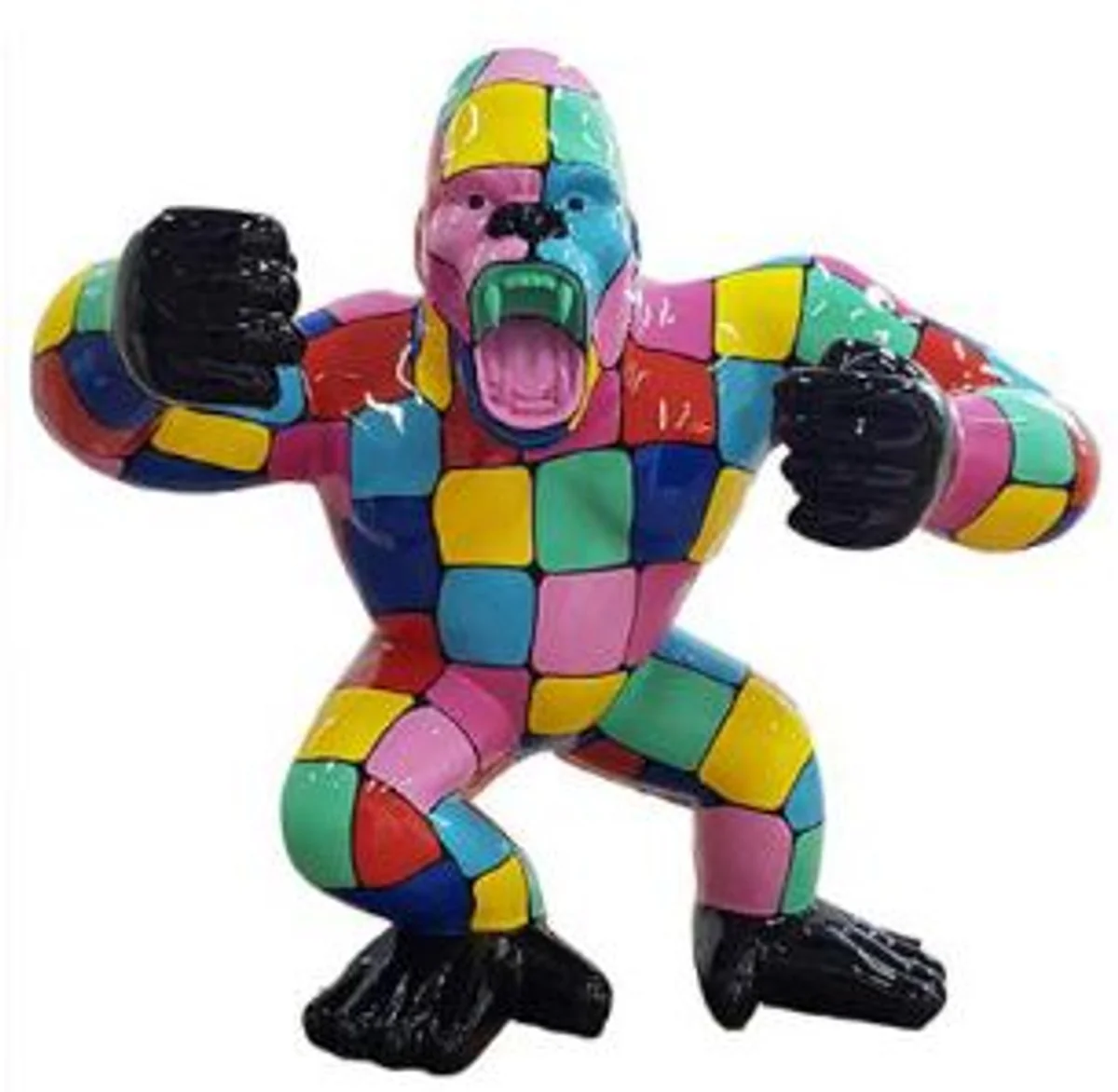 Casa Padrino escultura decorativa de diseño mono gorila multicolor / negro 80 x 40 x A. 70 cm - Figura decorativa resistente a la intemperie