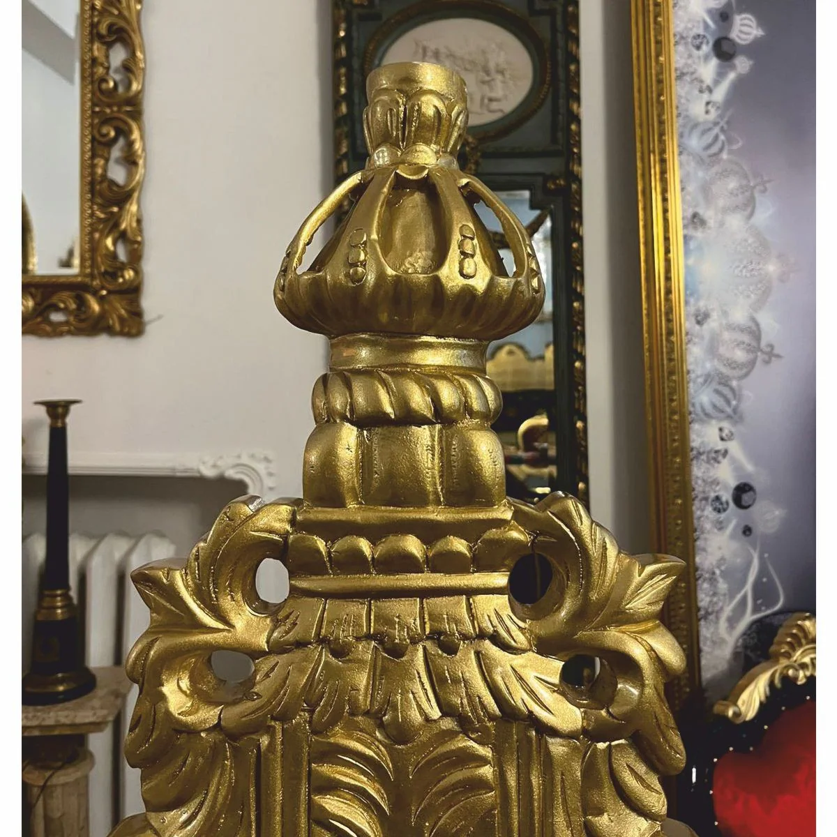 Pomp??s de Casa Padrino sill¨®n de trono barroco de lujo Provenza negro / oro - dise?ado por Harald Gl??ckler