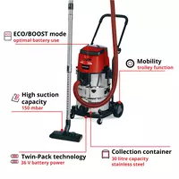 Cordl. Wet/Dry Vacuum Cleaner TE-VC 36/30 Li S-Solo