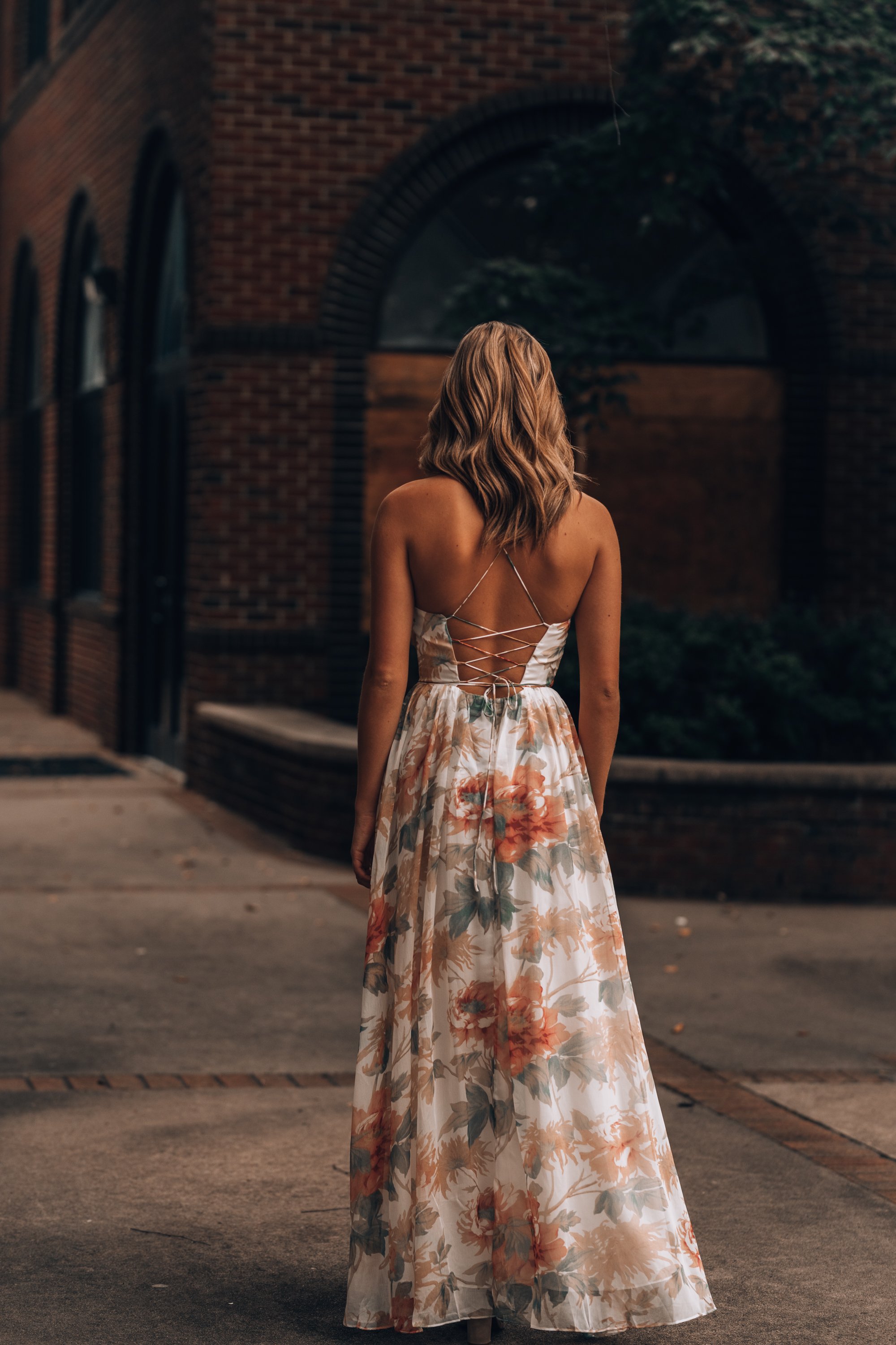 Women's V-neck Printed Slit Sexy Vacation Dress