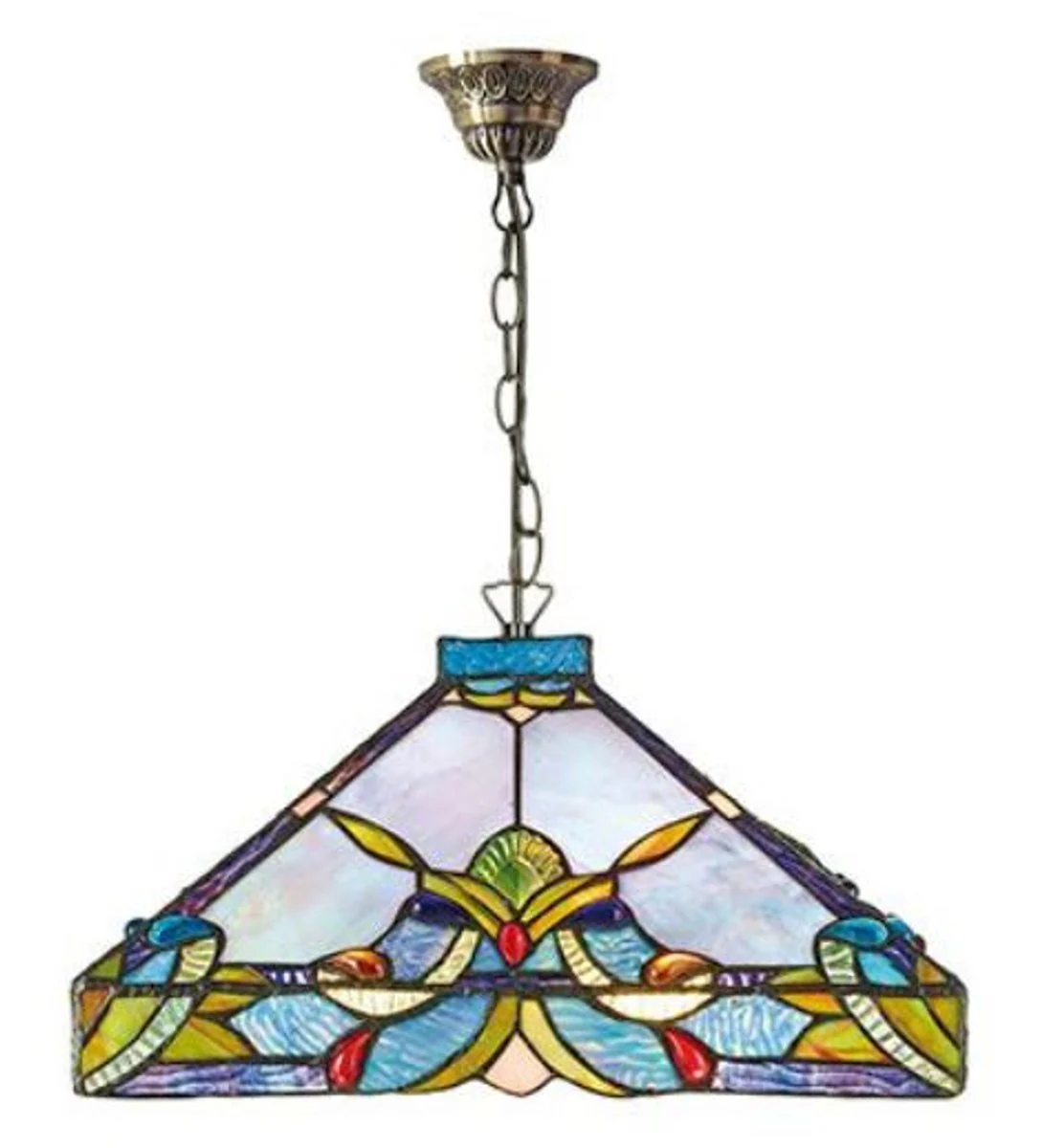 Casa Padrino Tiffany Hanging Lamp / Pendant Lamp Colorful Ø 36 x H. 82 cm - Handmade Tiffany Lamp