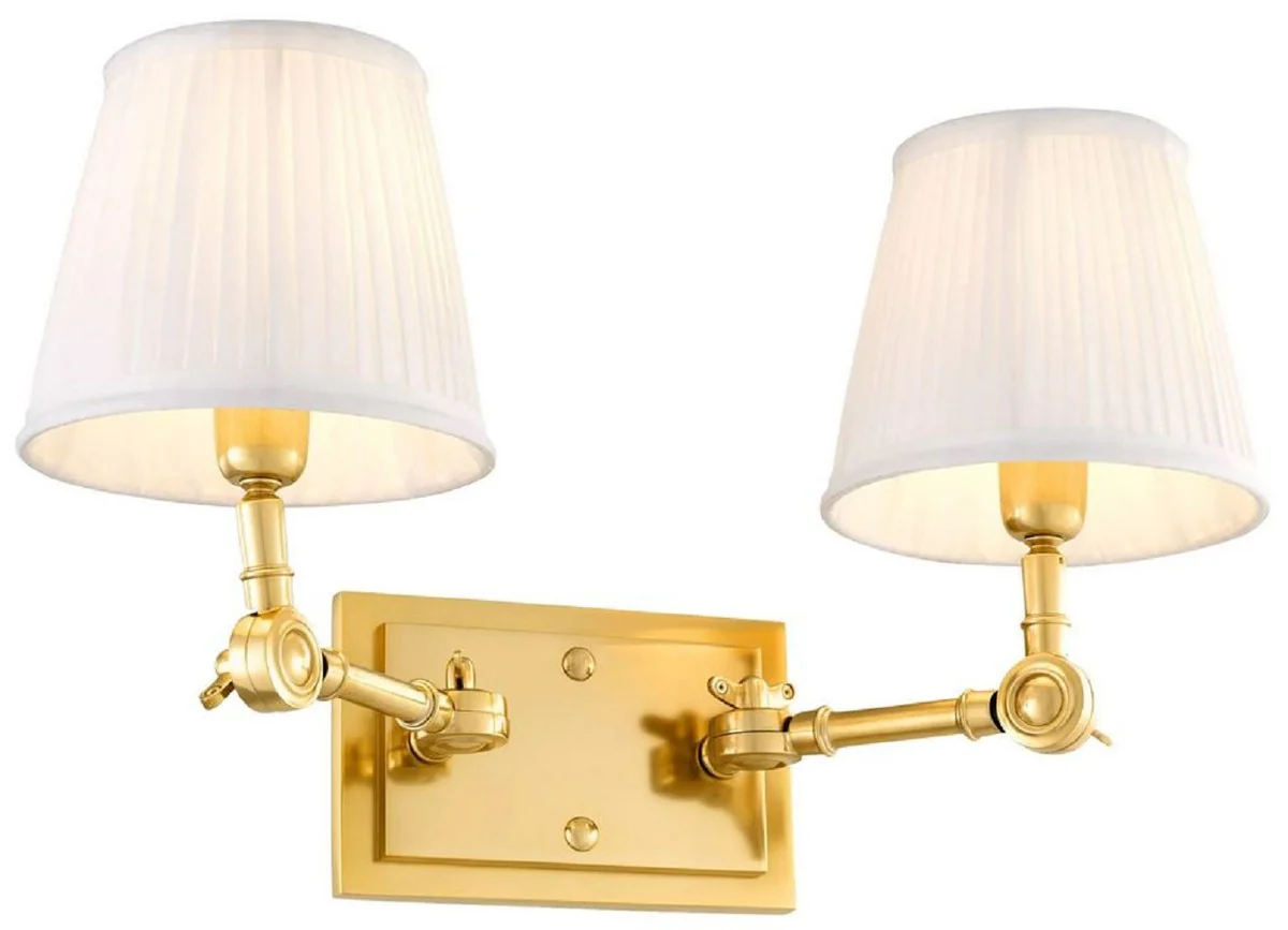 Casa Padrino lámpara de pared doble de lujo oro / blanco 33 x 25 x A. 25 cm - Noble aplique con brazos giratorios - Calidad de Lujo