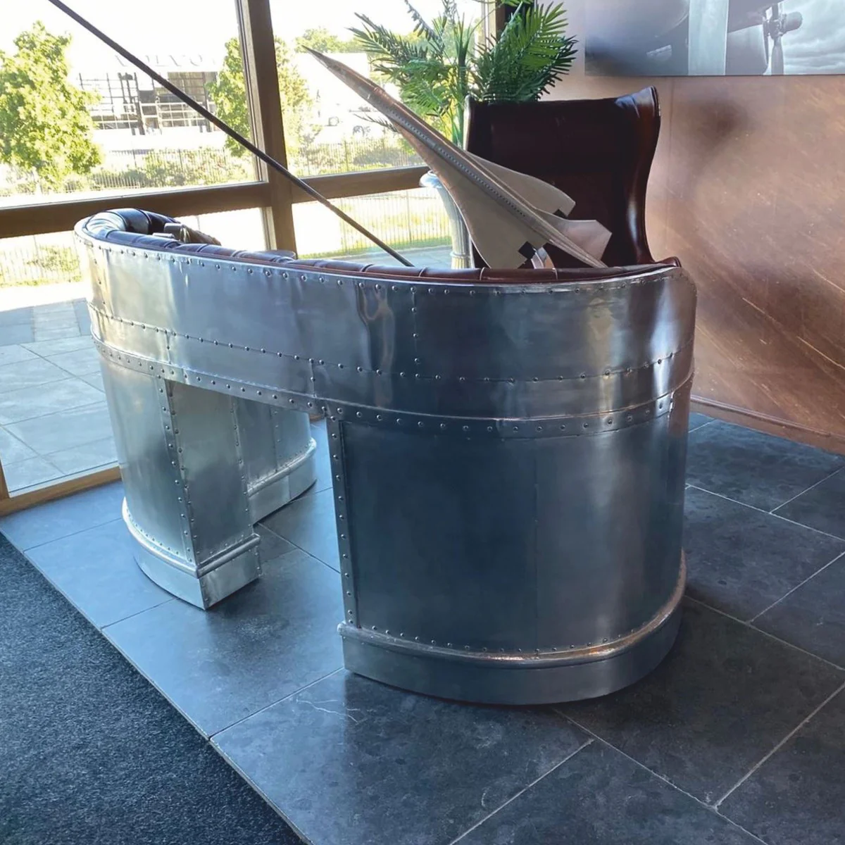 Casa Padrino Escritorio Avi¨®n de Aluminio Plate / Marr¨®n Oscuro 185 cm - Muebles de Oficina