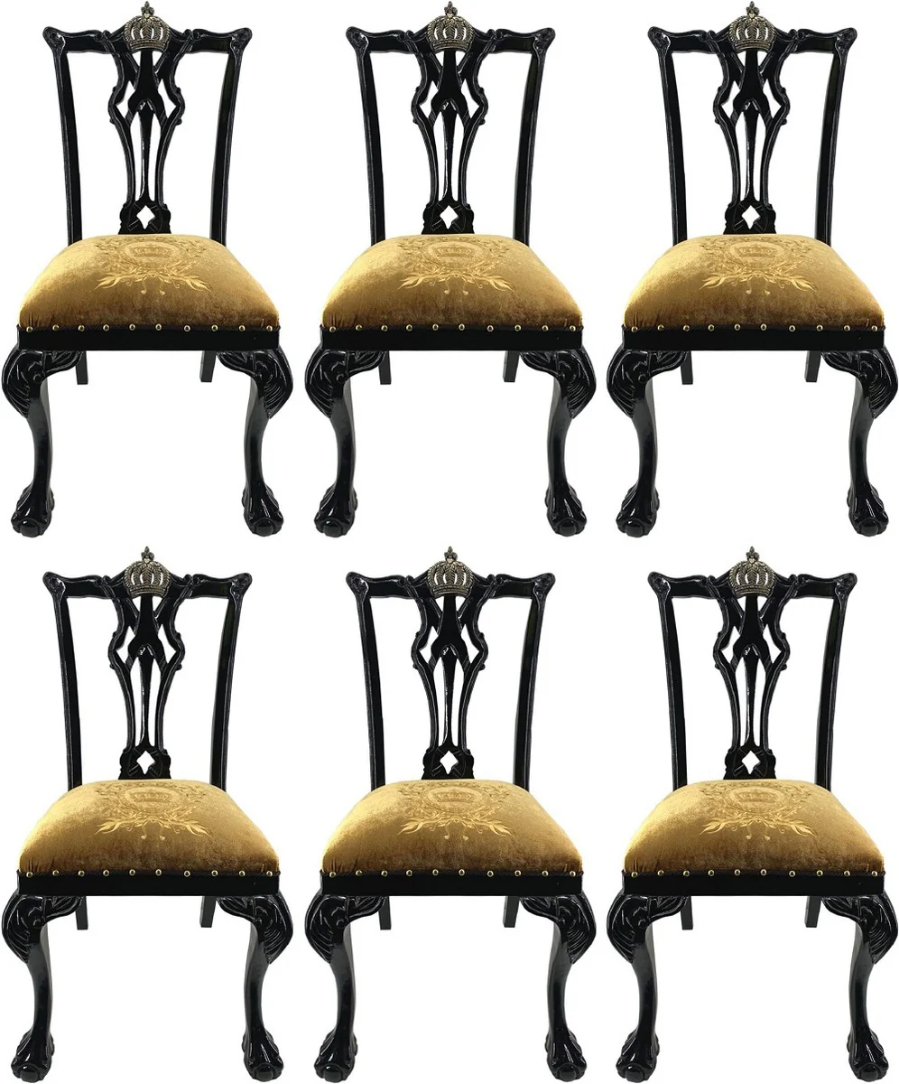 Pomp??s by Casa Padrino sillas de comedor barrocos de lujo oro / negro - Sillas barrocas Pomp??s dise?adas por Harald Gl??ckler - 6 Sillas de Comedor - Muebles de comedor barrocos
