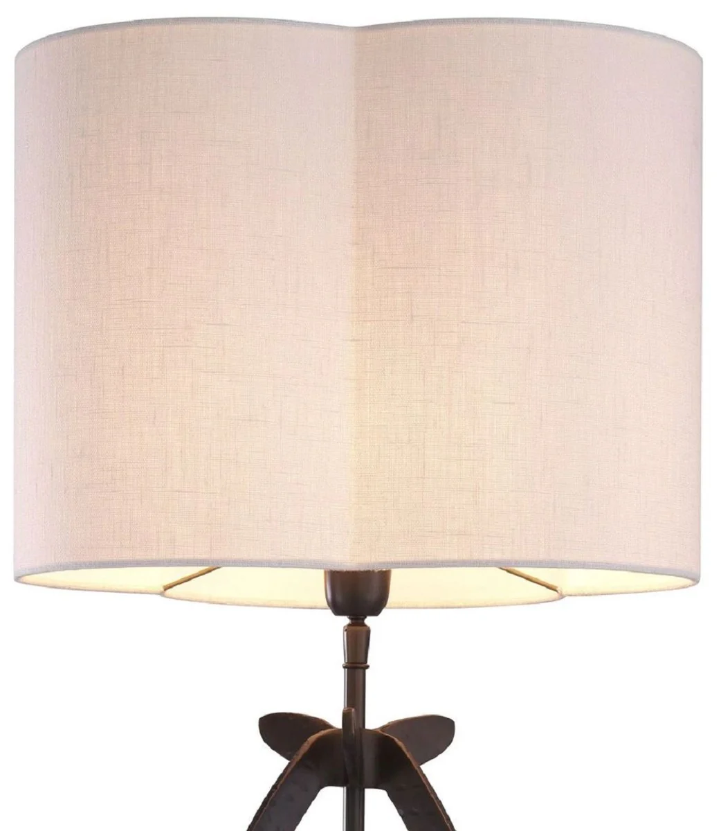 Casa Padrino lámpara de mesa de lujo bronce / blanco 40 x 38 x A. 95 cm - Elegante lámpara de escritorio con pantalla - Luces de Lujo