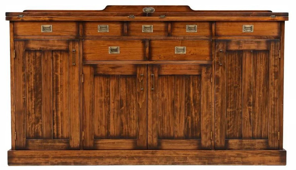Casa Padrino aparador de estilo vintage de lujo con 4 puertas y 7 cajones marr¨®n 184 x 46 x A. 107,5 cm - Armario de madera maciza - Muebles de estilo vintage de lujo - Muebles de madera maciza