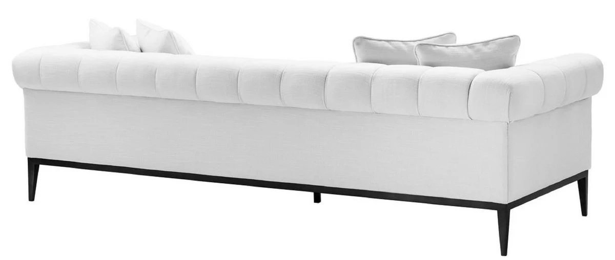 Casa Padrino Sof¨¢ de Lujo Blanco / Negro 240 x 98 x H. 69 cm - Sof¨¢ de Sal¨®n con 4 Almohadas - Muebles de Sal¨®n - Muebles de Lujo
