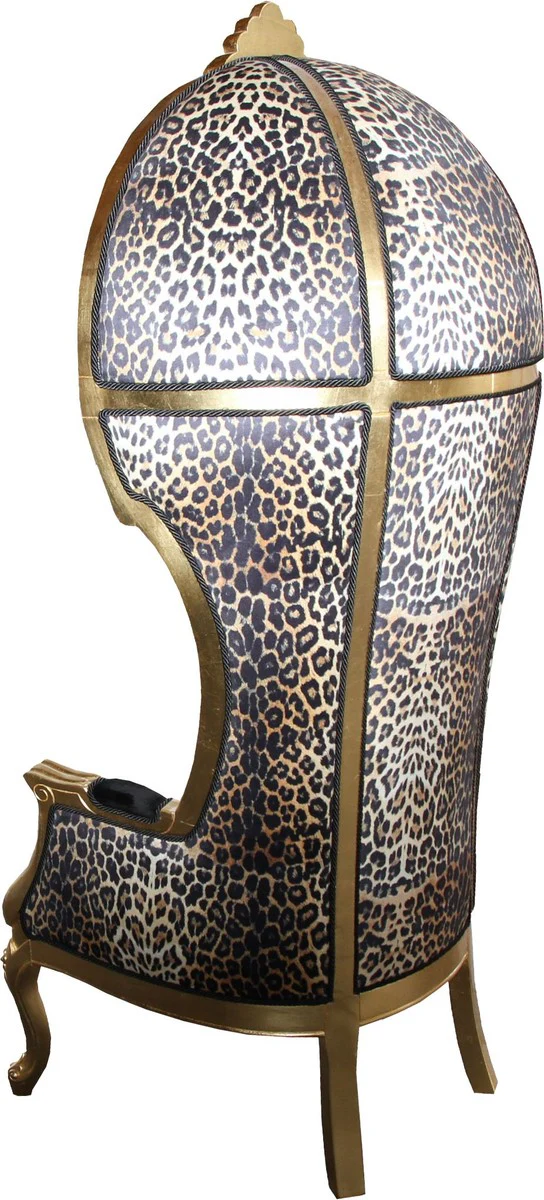 Pomp??s by Casa Padrino Luxury Balloon Silla barroca Isabelle Black / Leopard with glittering crown - Pomp??ser Baroque Butaca dise?ada por Harald Gl??ckler