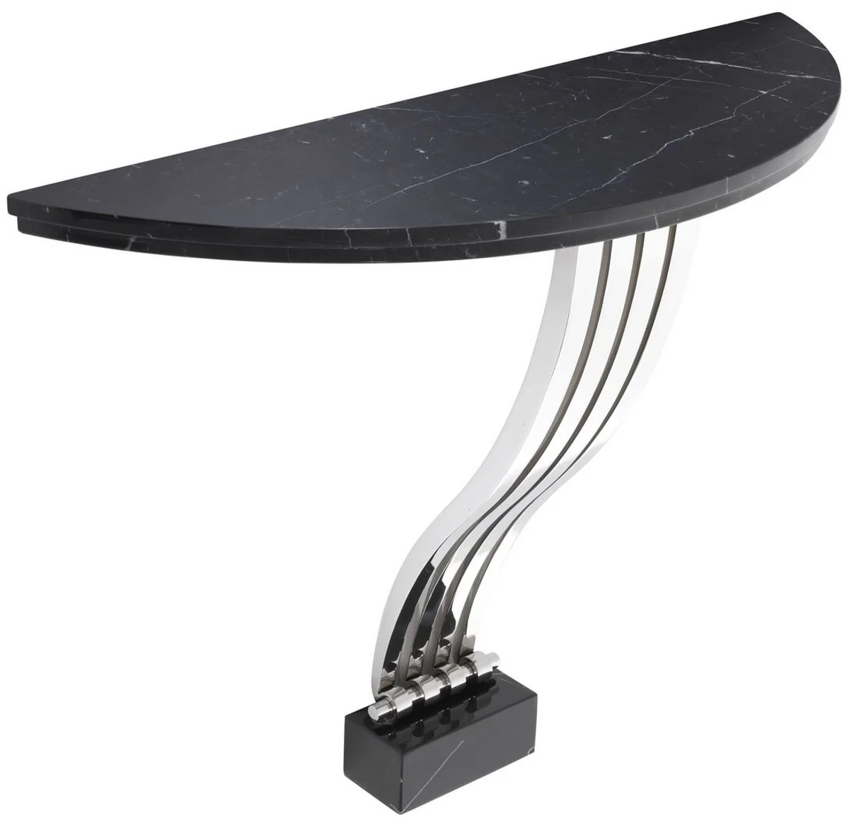 Casa Padrino consola de dise?o negro / plata 99 x 35 x A. 77,5 cm - Consola de m¨¢rmol con estructura de acero inoxidable - Muebles de Dise?o - Calidad de Lujo