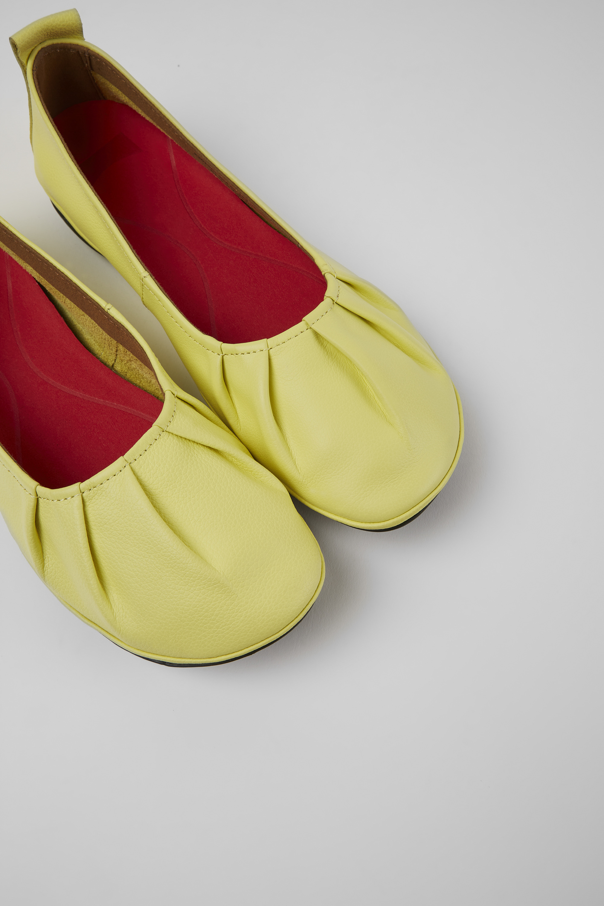 Right - Yellow leather ballerina flats for women