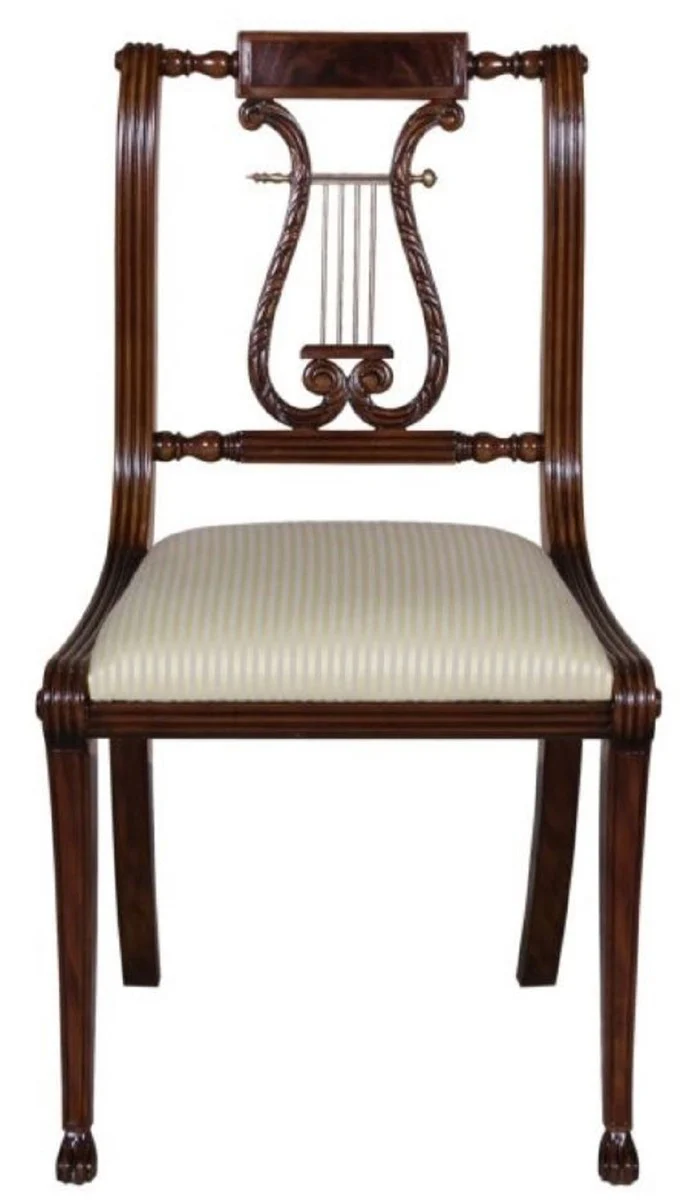 Casa Padrino silla de comedor barroco de lujo marrón / oro 63 x 51 x H. 104 cm - Muebles de Comedor