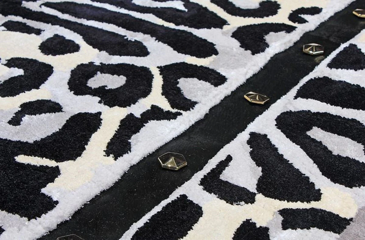 Casa Padrino alfombra de lujo con diseño de leopardo gris / crema / negro 160 x 230 cm - Alfombra rectangular para salón - Alfombra moderna para dormitorio - Interior de lujo - Calidad de lujo
