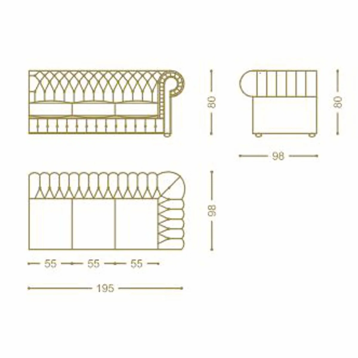 Casa Padrino sof¨¢ esquinero Chesterfield de lujo de piel marr¨®n oscuro 293 cm - Muebles Chesterfield