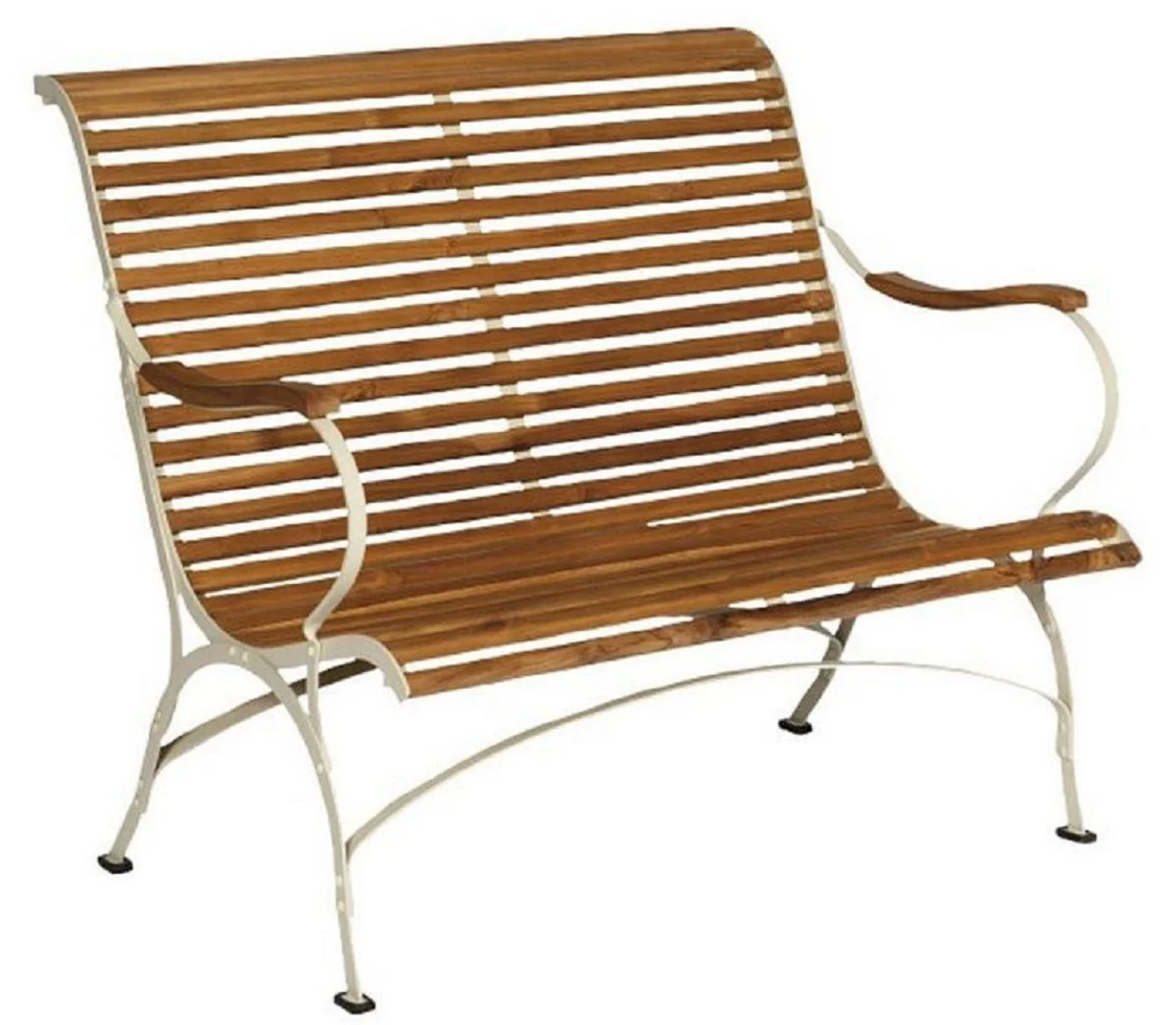 Casa Padrino banco de jardín Art Nouveau de lujo marrón / crema 107 x 80 x A. 91 cm - Banco de jardín y terraza con respaldo y reposabrazos - Muebles de Jardín y Terraza Art Nouveau