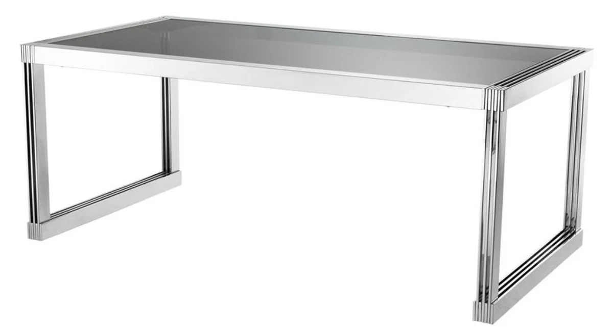 Casa Padrino mesa de comedor de lujo en plata con humo de vidrio 195 x 100 x H. 78 cm - de lujo de la calidad