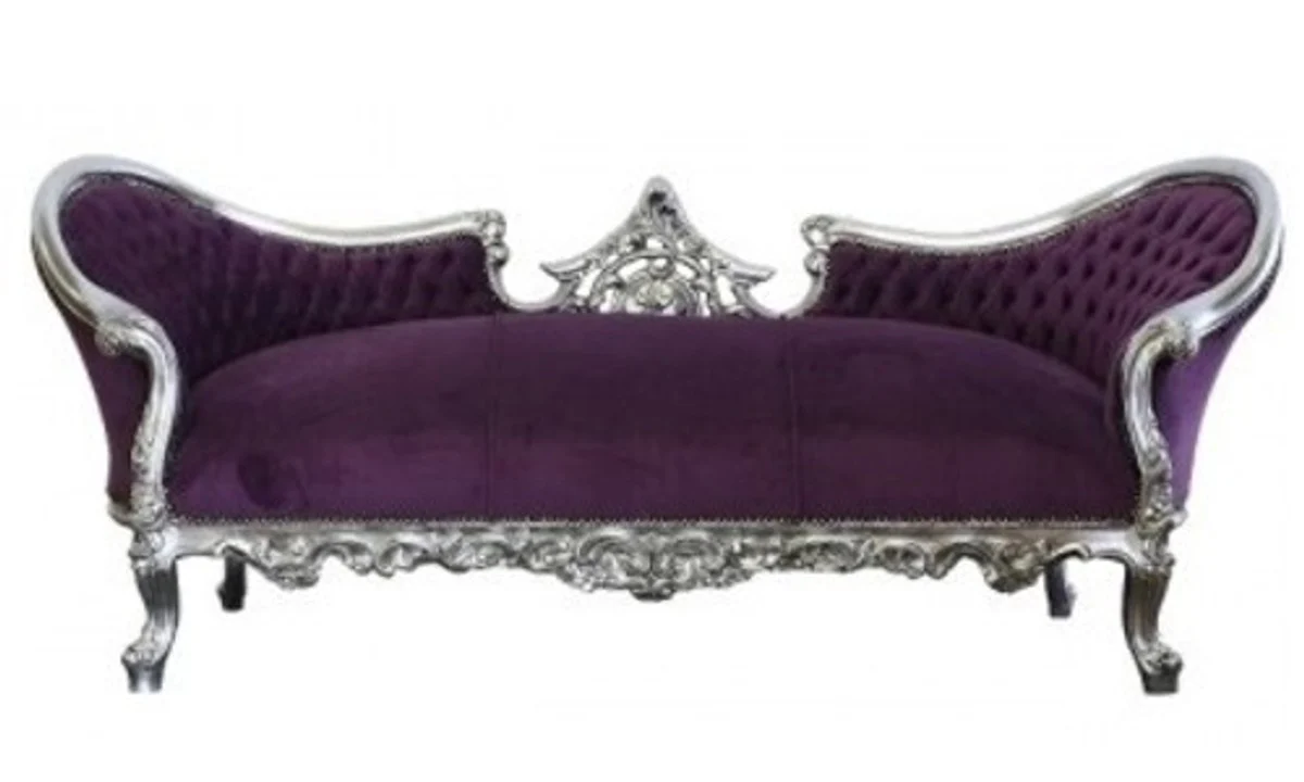 Casa Padrino Baroque Sofa Vampire Purple / Silver