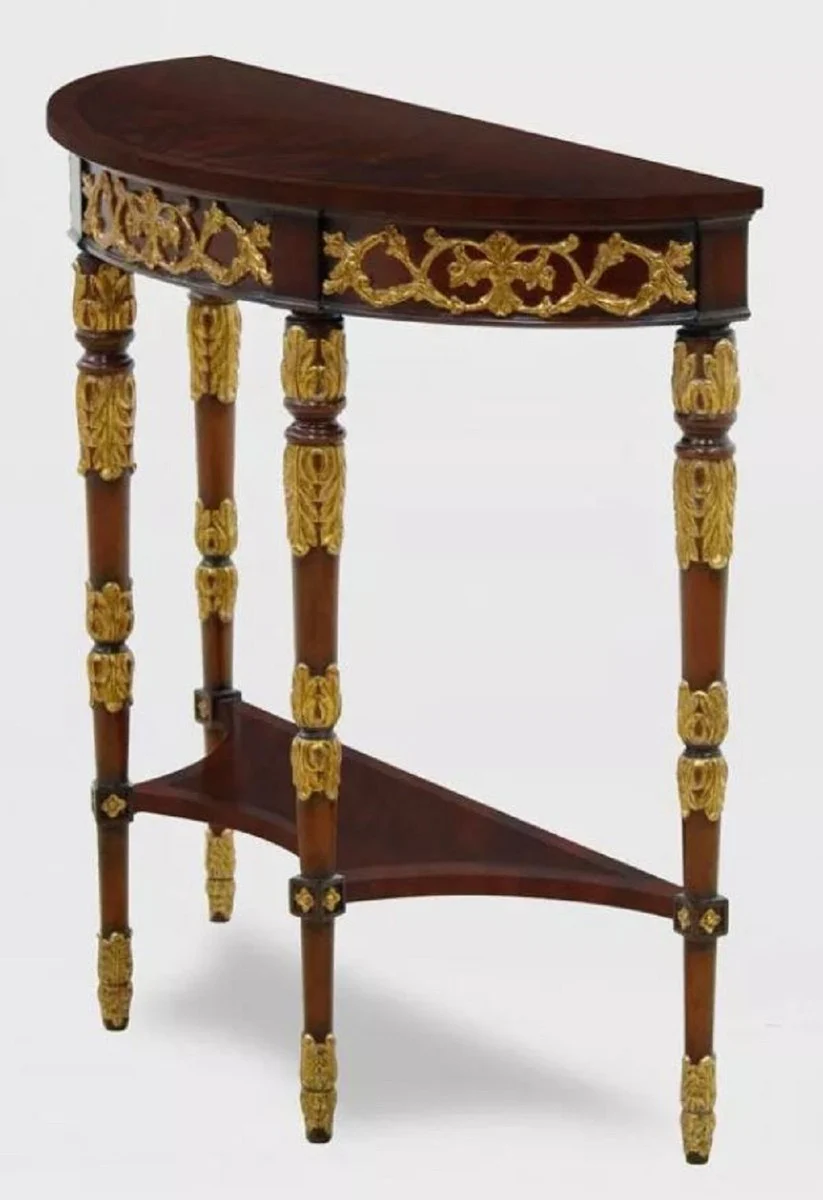 Casa Padrino consola barroco de lujo marr¨®n oscuro / oro 90 x 35 x A. 86 cm - Mesa consola hecha a mano de madera maciza - Muebles de sal¨®n de lujo en estilo barroco - Muebles barrocos