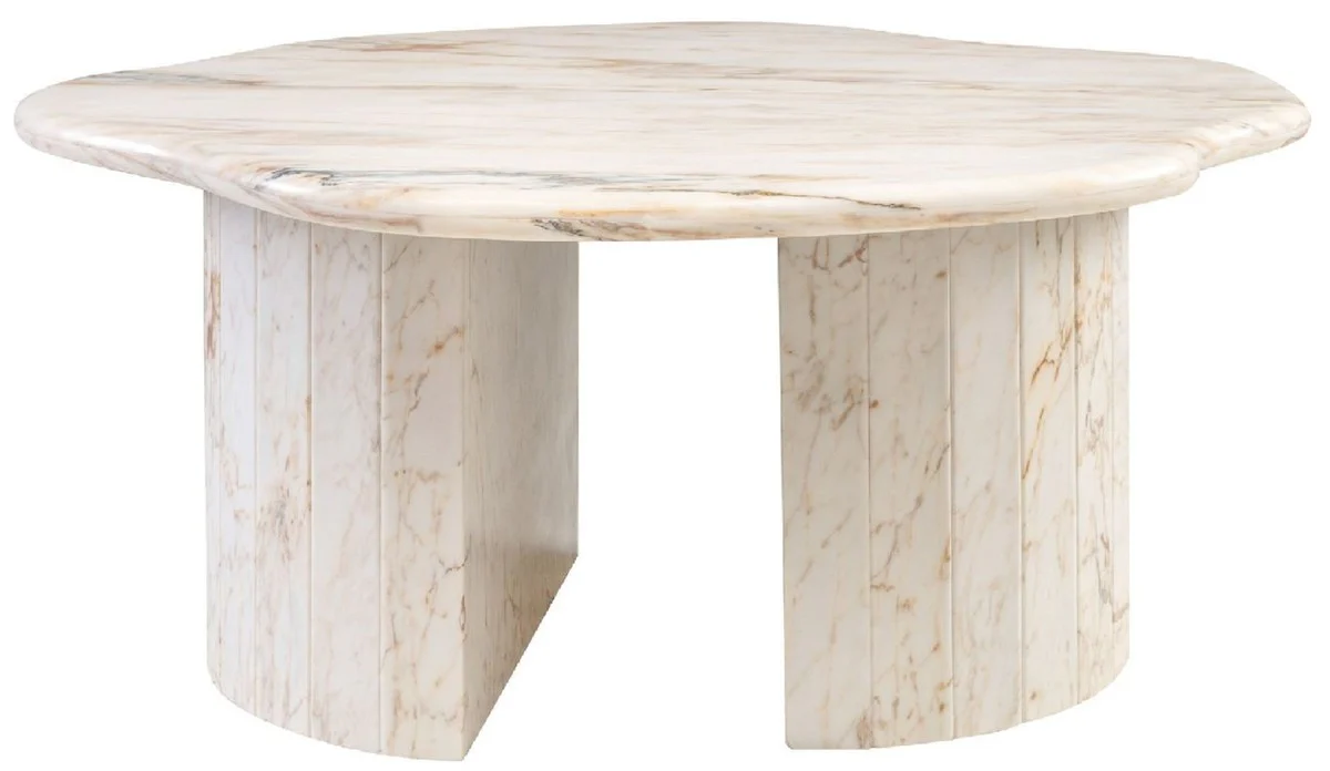 Casa Padrino mesa de centro de m¨¢rmol de lujo blanco-beige 106 x 105 x A. 46,5 cm - Mesa de sal¨®n de m¨¢rmol - Muebles de sal¨®n - Muebles de lujo - Muebles de m¨¢rmol