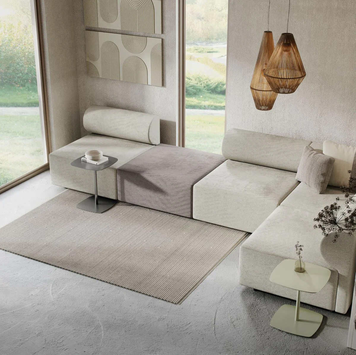 Casa Padrino Sof¨¢ Esquinero de Lujo Gris / Gris Oscuro 360 ??x 180 cm - Sof¨¢ de Sal¨®n Modular - Muebles de Lujo