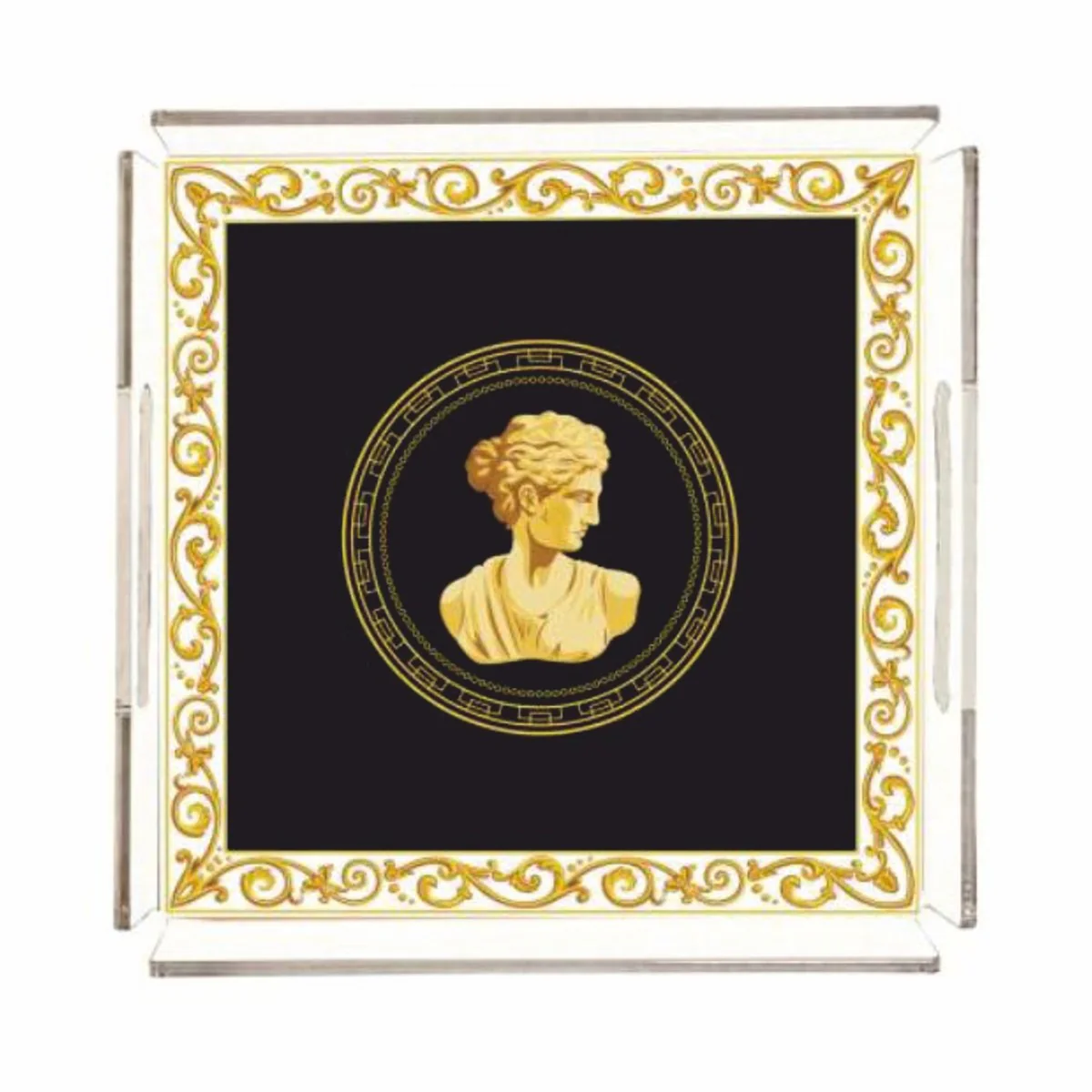 Casa Padrino bandeja de servir de lujo busto femenino barroco negro 40 cm - Accesorios de catering