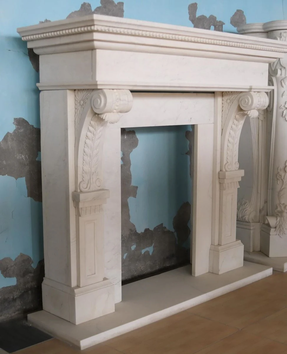 Casa Padrino marco de chimenea de m¨¢rmol barroco de lujo blanco 165 x A. 153 cm