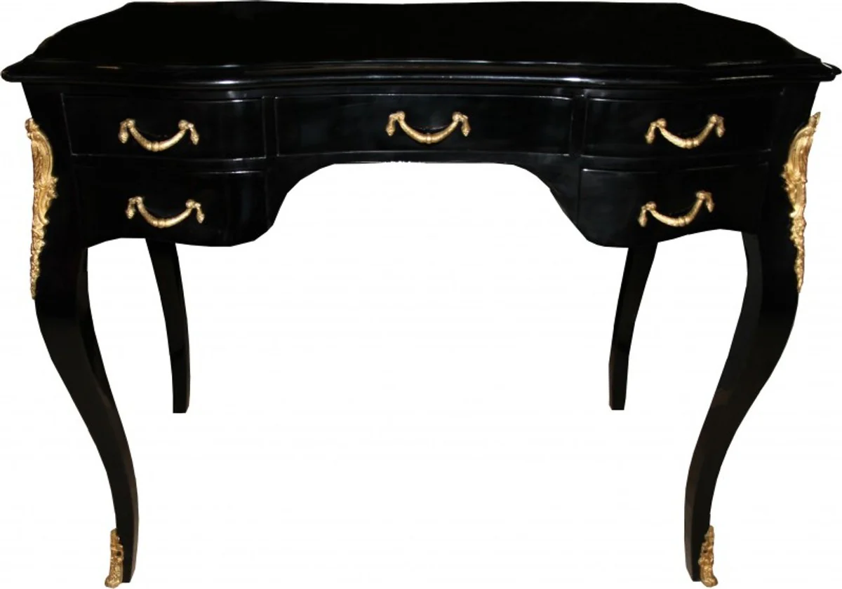Casa Padrino luxury Baroque Desk High Gloss Black / Gold100 x 80 x 58 cm secretary luxury furniture