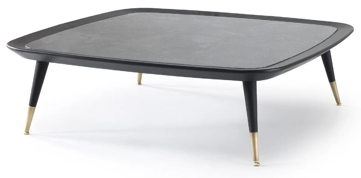 Casa Padrino mesa de centro de lujo negro / verde / lat¨®n antiguo 120 x 120 x A. 38 cm - Mesa de sal¨®n cuadrada con tapa de m¨¢rmol - Muebles de sal¨®n - Muebles de hotel - Muebles de lujo