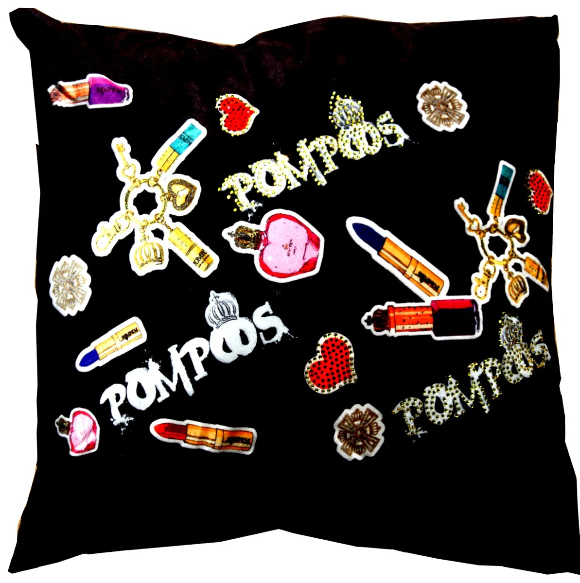 Harald Gl??ckler Designer Cushion Pomp??s de Casa Padrino Pintalabios con diamantes de imitaci¨®n - Art Collection -