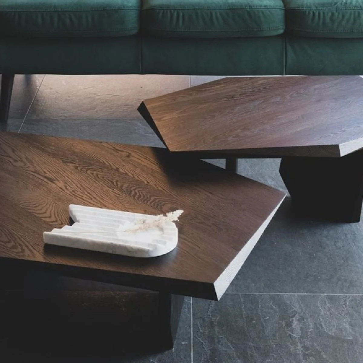 Casa Padrino conjunto de 2 mesas de centro de madera maciza de lujo marr¨®n oscuro - Mesas de sal¨®n de madera de roble - Muebles de sal¨®n - Muebles de lujo - Interiores de lujo