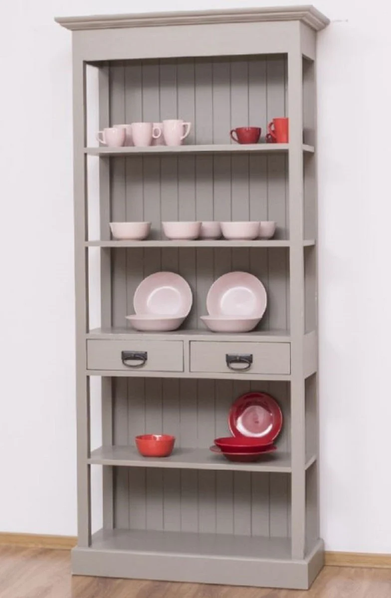 Casa Padrino armario de estilo campestre shabby chic gris antiguo 91 x 39 x A. 197 cm - Armario de comedor de estilo campestre - Muebles de madera maciza - Muebles de estilo campestre shabby chic