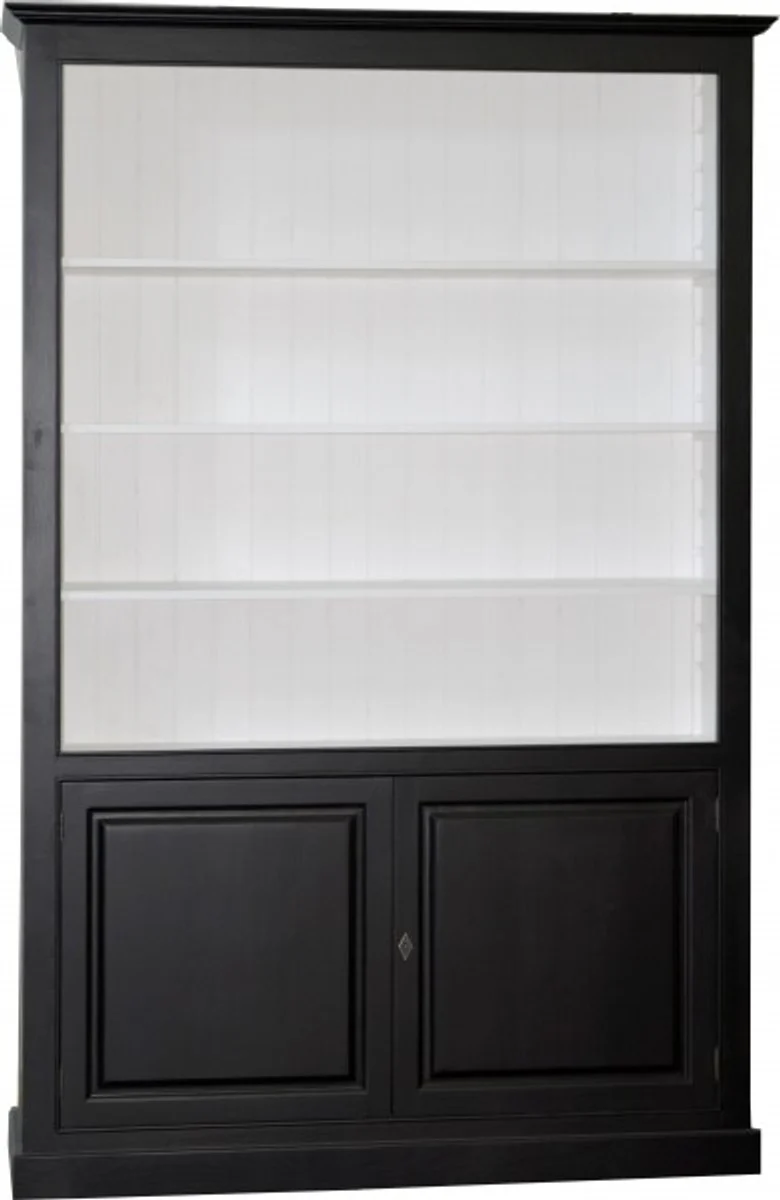 Casa Padrino luxury bookcase Black / White B 168 x H 254 cm bookcase shelving cabinet - Art Deco Art Nouveau hotel furniture