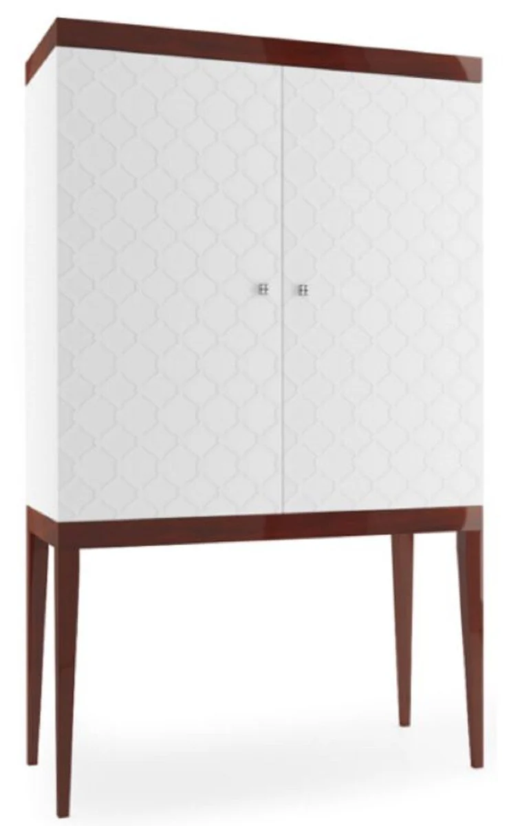 Casa Padrino gabinete de bar de lujo con 2 puertas blanco / marrón brillante 111,2 x 45 x H. 185 cm - Colección de Lujo