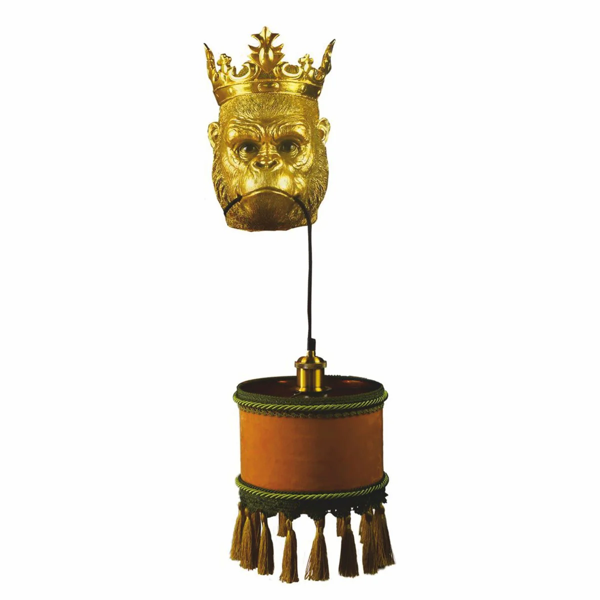 Casa Padrino l¨¢mpara de pared de lujo cabeza de mono con corona oro / marr¨®n / verde A. 54 cm
