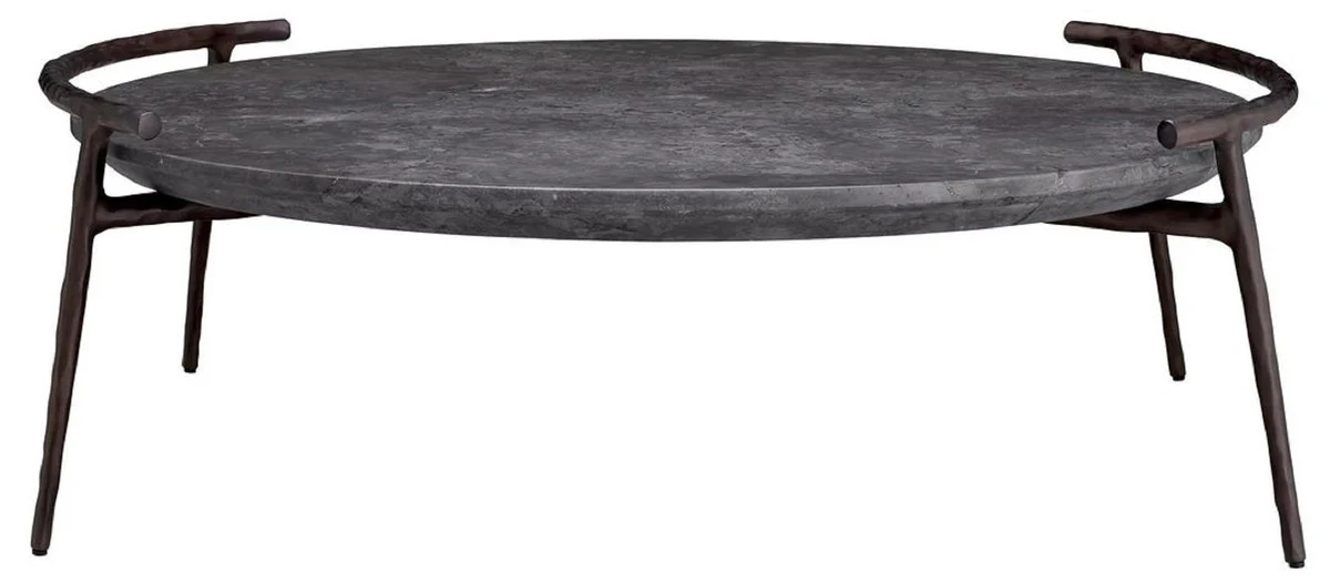 Casa Padrino mesa de centro de lujo gris / bronce ? 106 x A. 35,5 cm - Mesa de sal¨®n de aluminio con tapa de m¨¢rmol - Muebles de sal¨®n de lujo - Interiores de sal¨®n de lujo