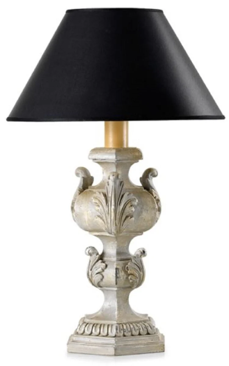 Casa Padrino l¨¢mpara de mesa barroco de lujo gris antiguo / negro ? 18 x A. 46,5 cm - Magn¨ªfica l¨¢mpara de escritorio de estilo barroco con pantalla redonda - Calidad de lujo - Hecho en Italia