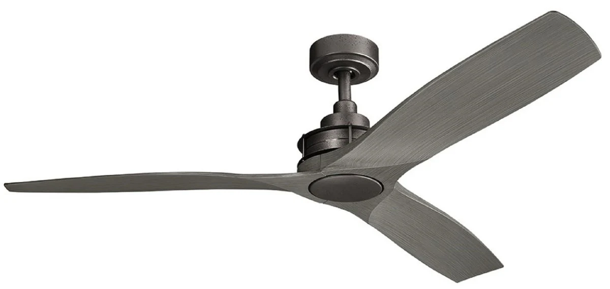 Casa Padrino ventilador de techo de lujo negro / gris 142 x A. 36 cm - Ventilador moderno con control remoto - Calidad de Lujo