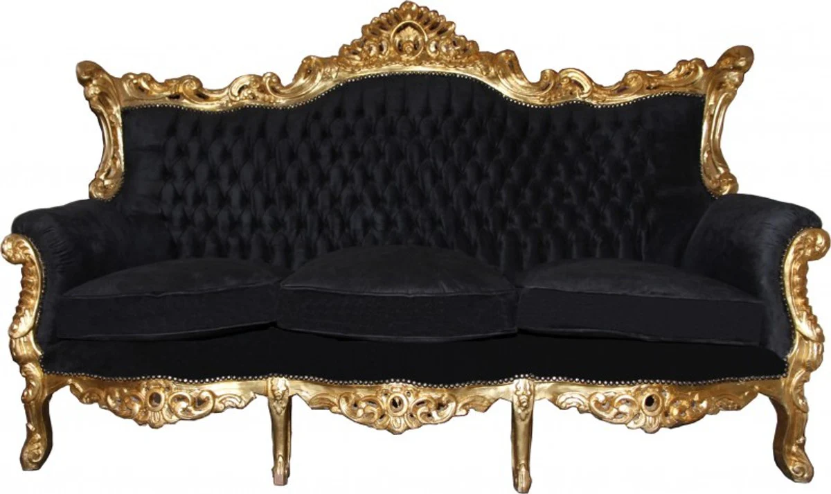 Casa Padrino Baroque 3 seater Master Black / Gold Mod2 - living room sofa furniture Lounge