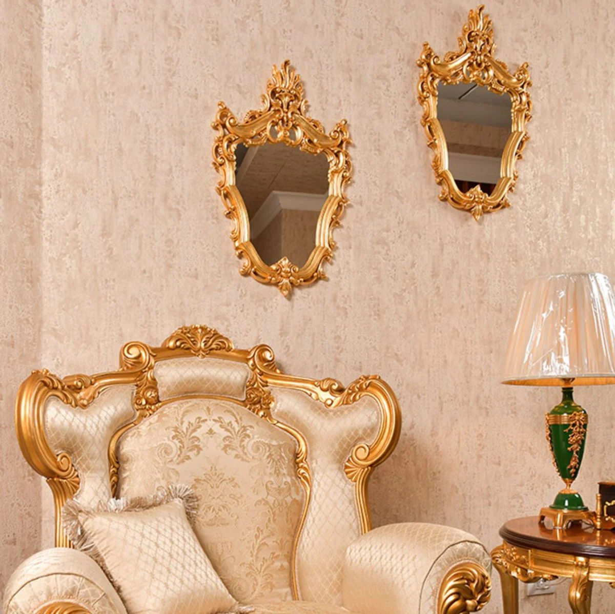 Casa Padrino espejo barroco de lujo oro A. 73 cm - Magn¨ªfico espejo de pared de estilo barroco - Hecho en Italia