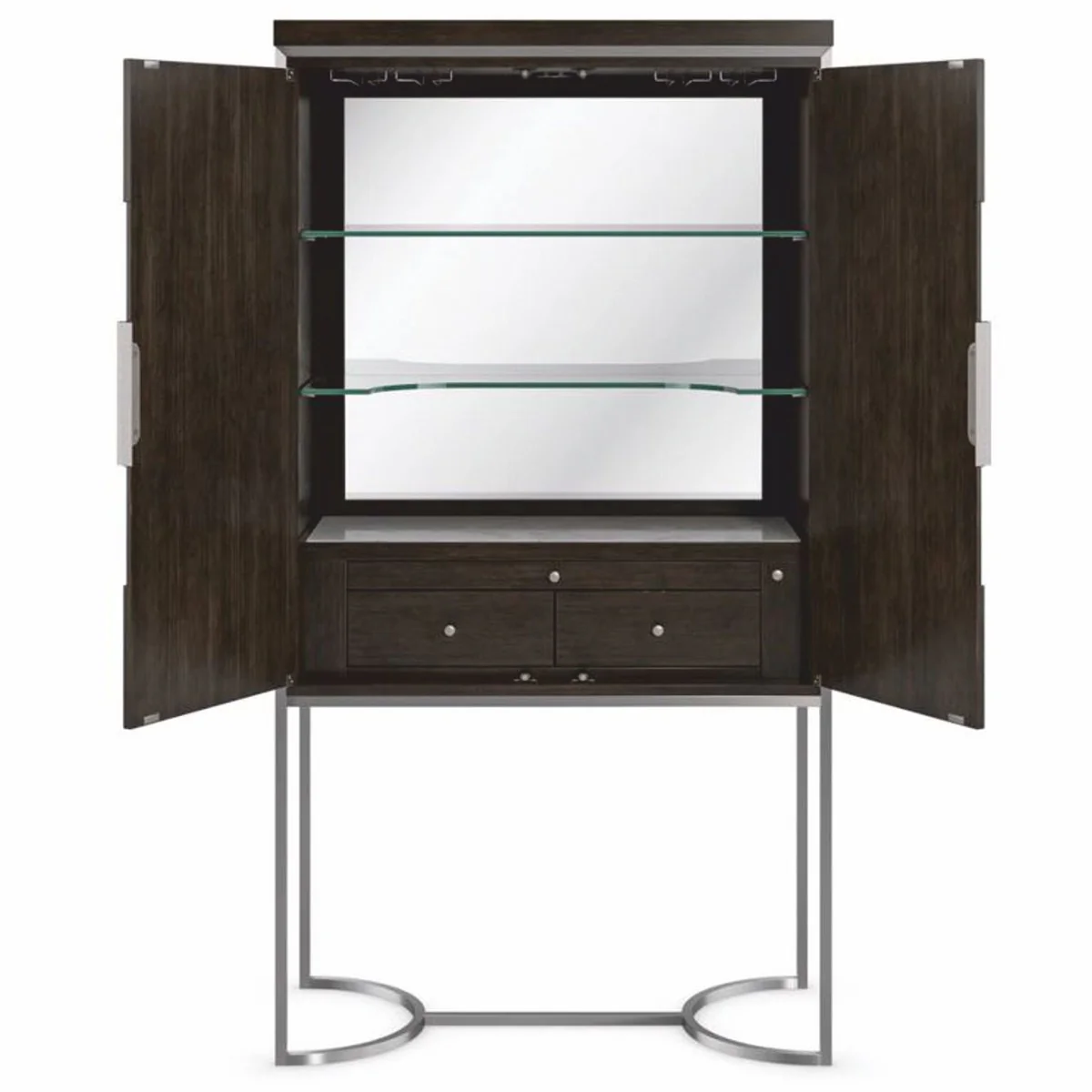 Casa Padrino armario bar / gabinete de vino de lujo marr¨®n / plata Al. 198 cm - Muebles de bar