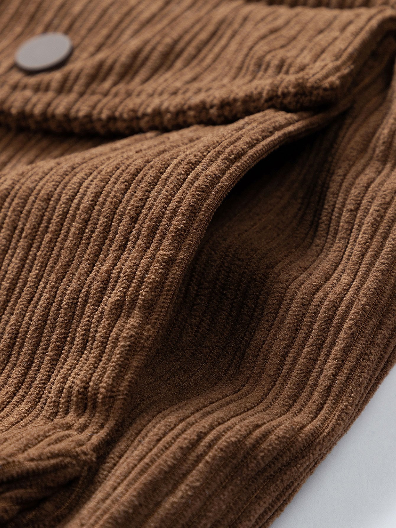 Funnel Neck Zipped Corduroy Jacket