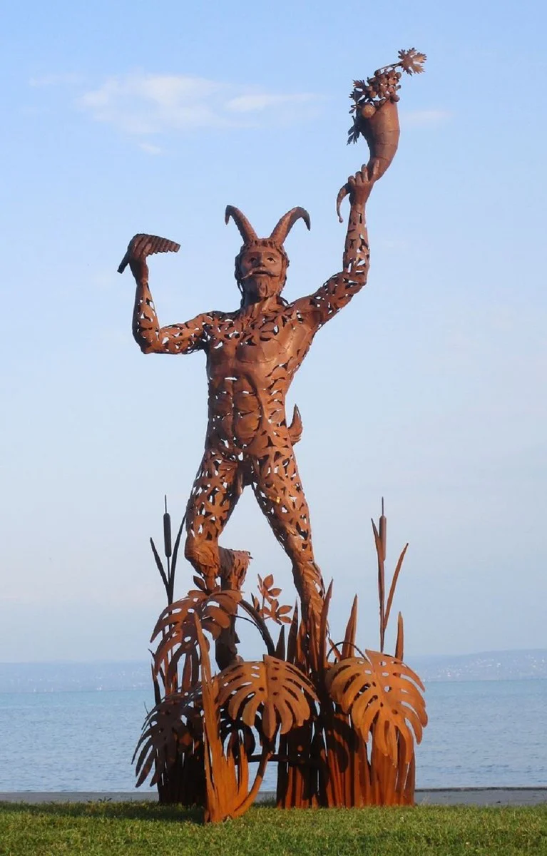 Casa Padrino escultura decorativa de lujo Pan ¨®xido 125 x 126 x A. 295 cm - Enorme escultura de acero - Figura decorativa de jard¨ªn enorme - Esculturas de jard¨ªn - Esculturas de metal