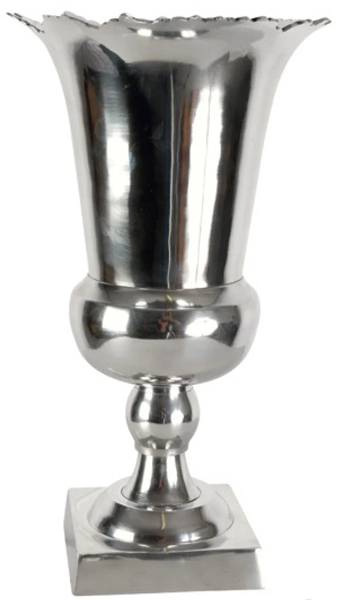 Designer Vase in polished aluminum silver Height: 40.5 cm, Width: 22.5 cm - beautiful vase, decorative vase
